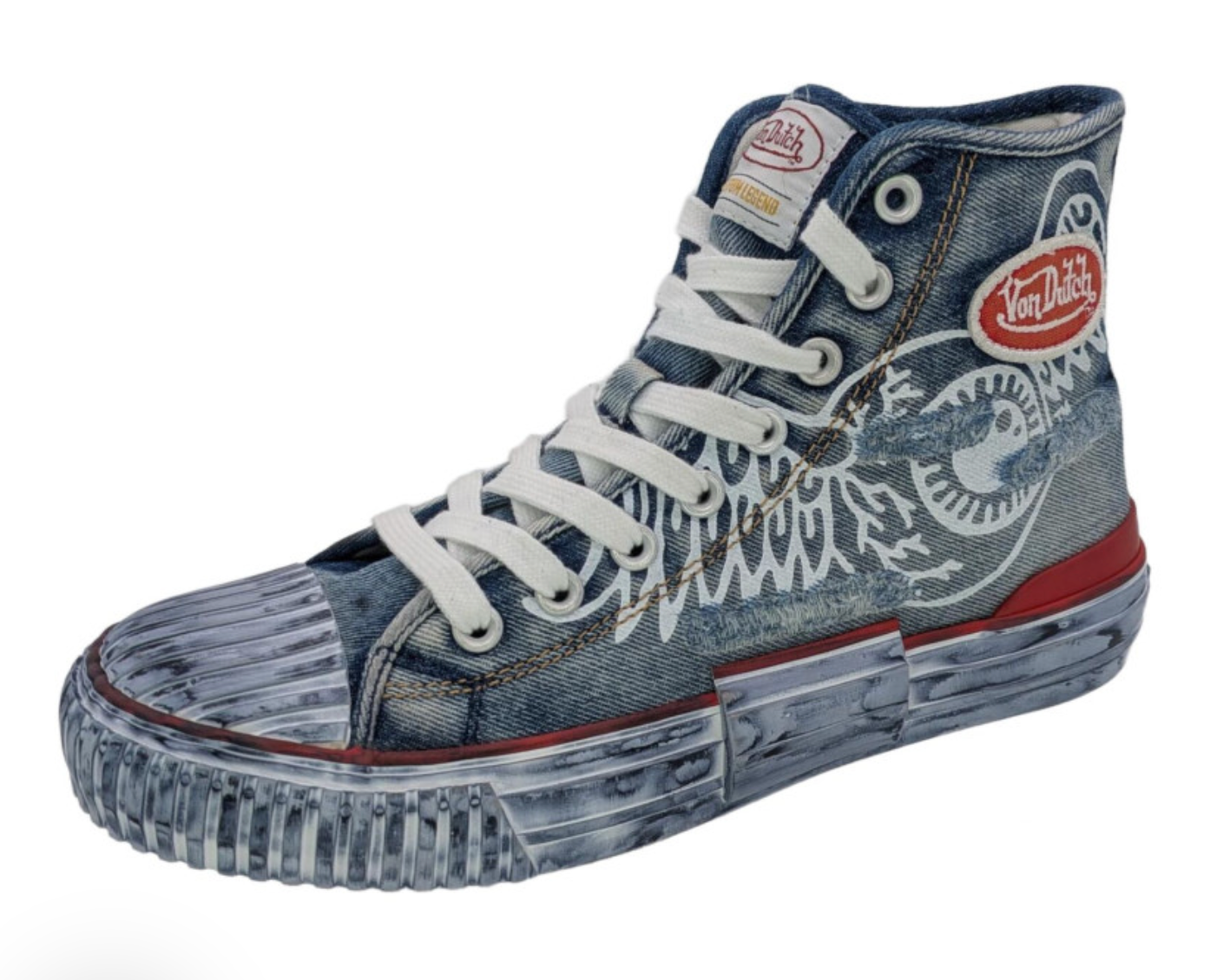 Baskets montantes homme Von Dutch en denim – Style Vintage Racing