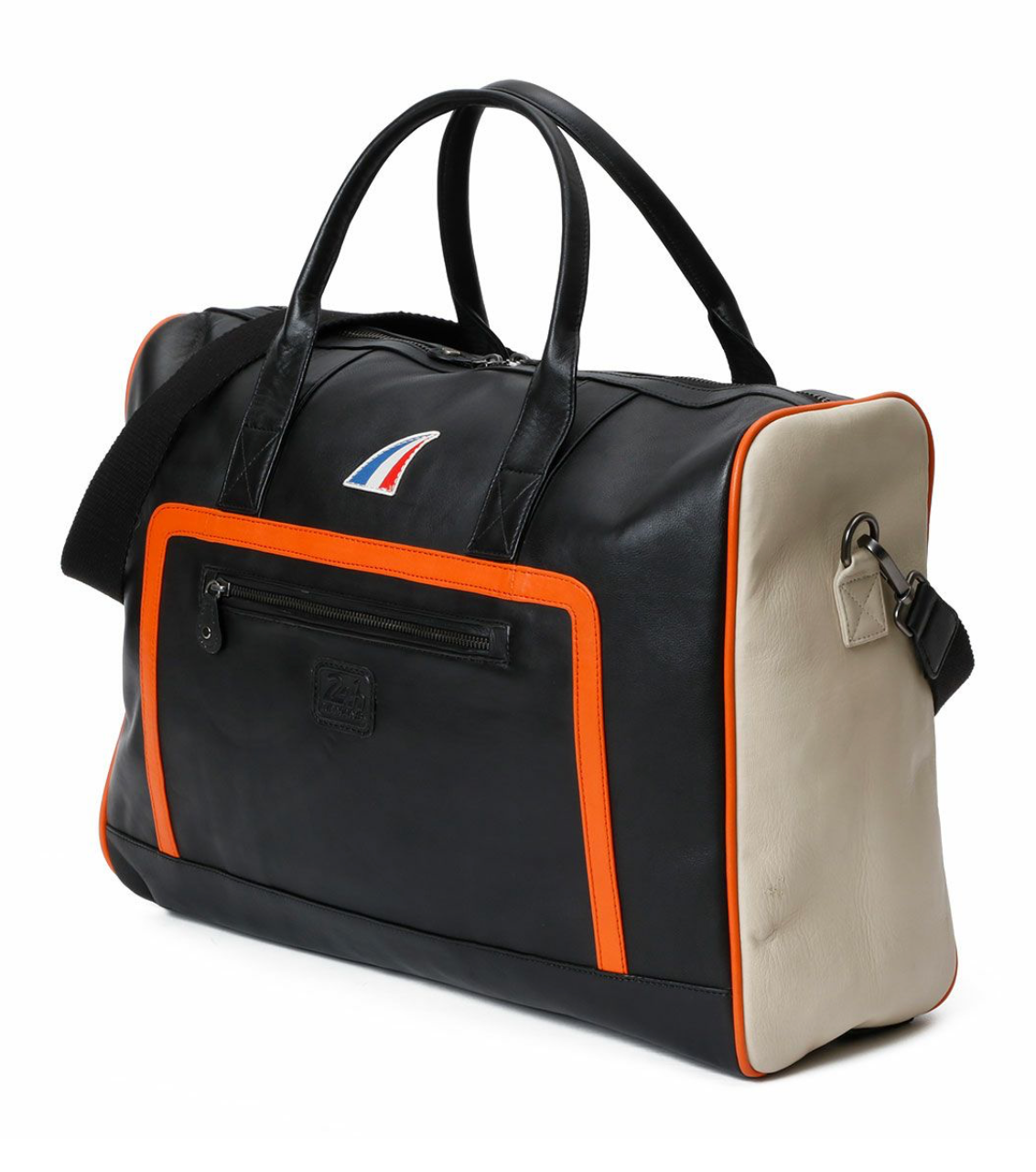Sac week-end 24H Le Mans - cuir - noir et orange