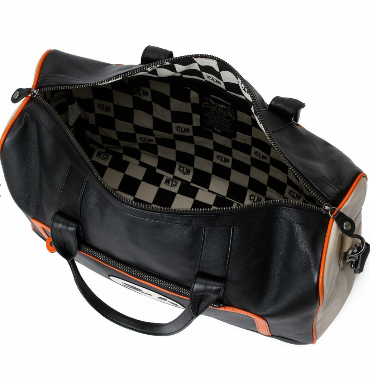 Sac week-end 24H Le Mans - cuir - noir et orange