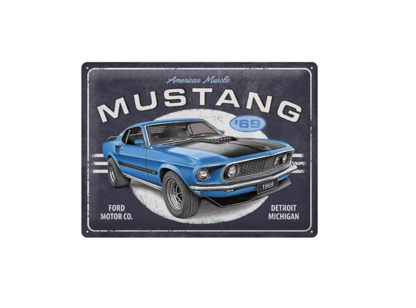 🐎 Enseigne en métal Ford Mustang – Mach 1 1969 Blue