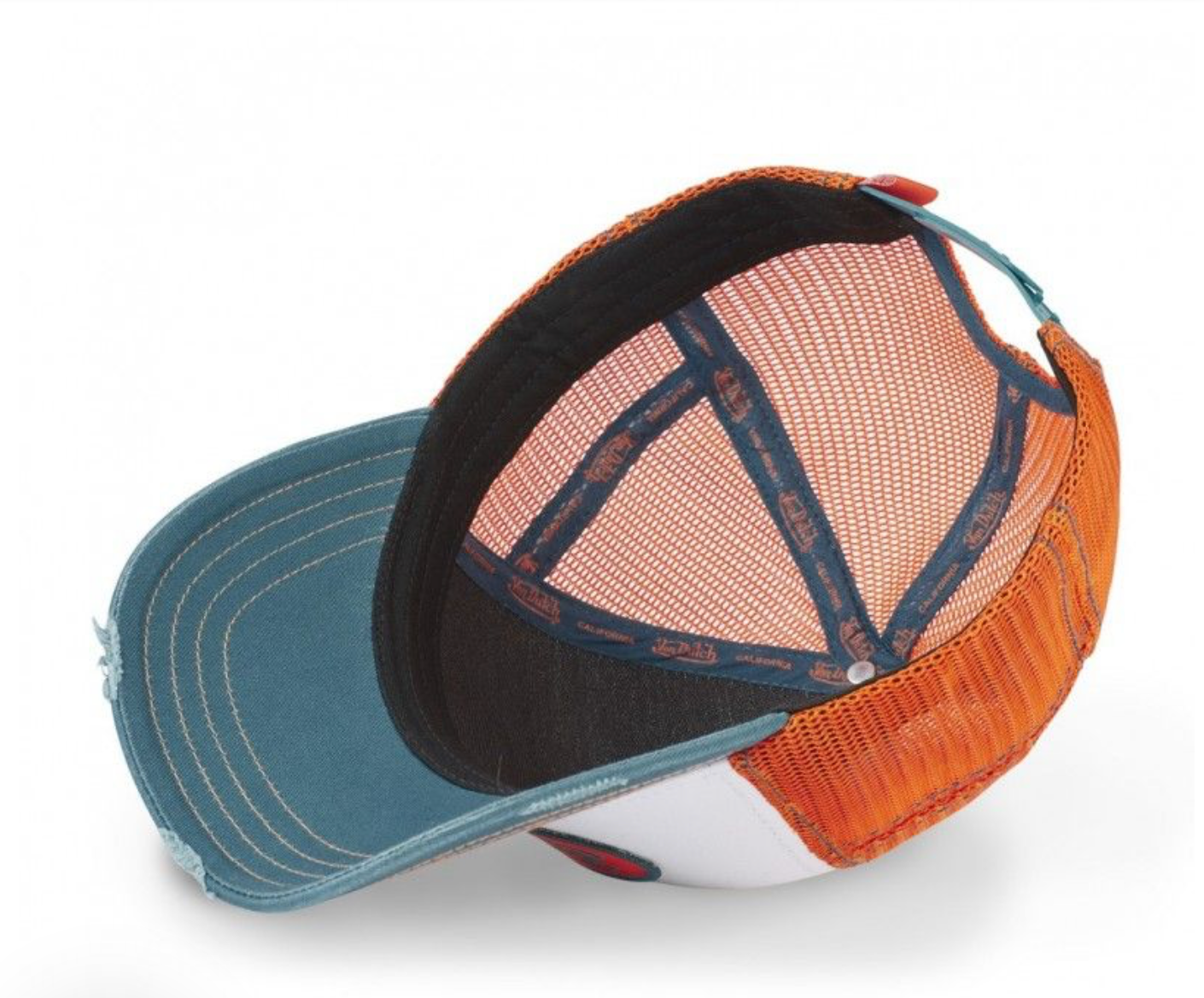 Casquette Von Dutch Trucker Orange & Bleu Vintage | Logo Ovale Brodé