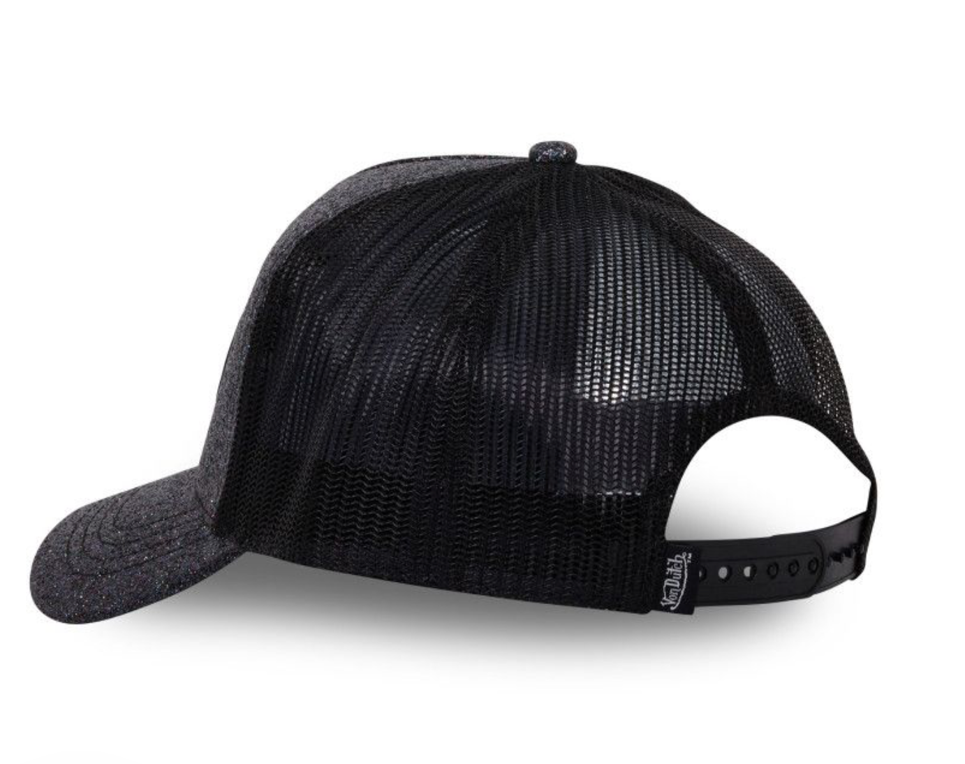 Casquette Von Dutch Trucker Glitter Noir | Logo Brodé Noir