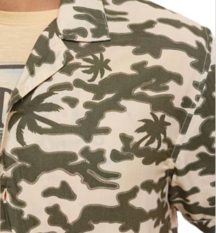 Chemisette Homme Von Dutch Tropical Camo Beige | 100% Viscose | Un Barbu et Une Blonde