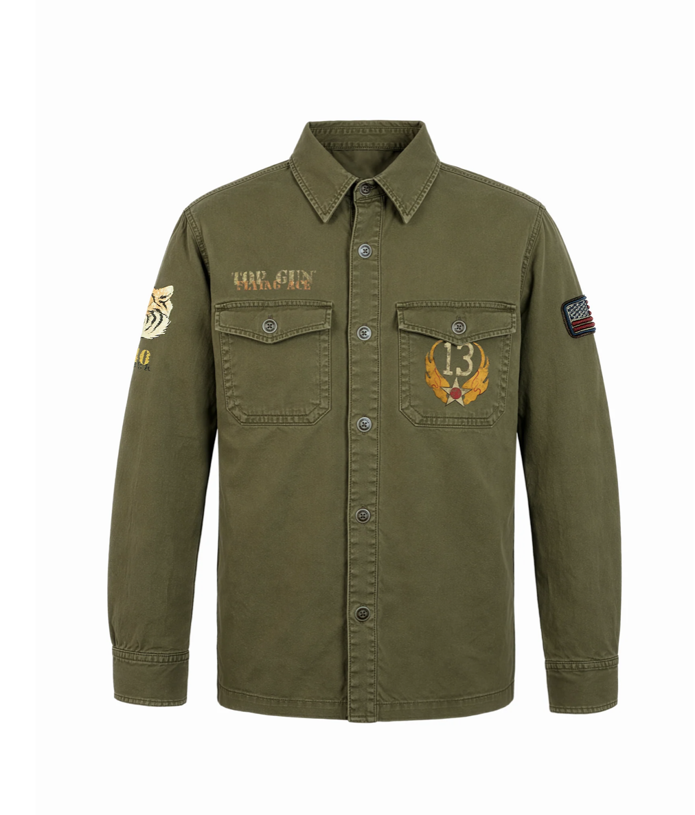 Surchemise Top Gun Saigon Vert Militaire – Tigre & Patchs Aviateur