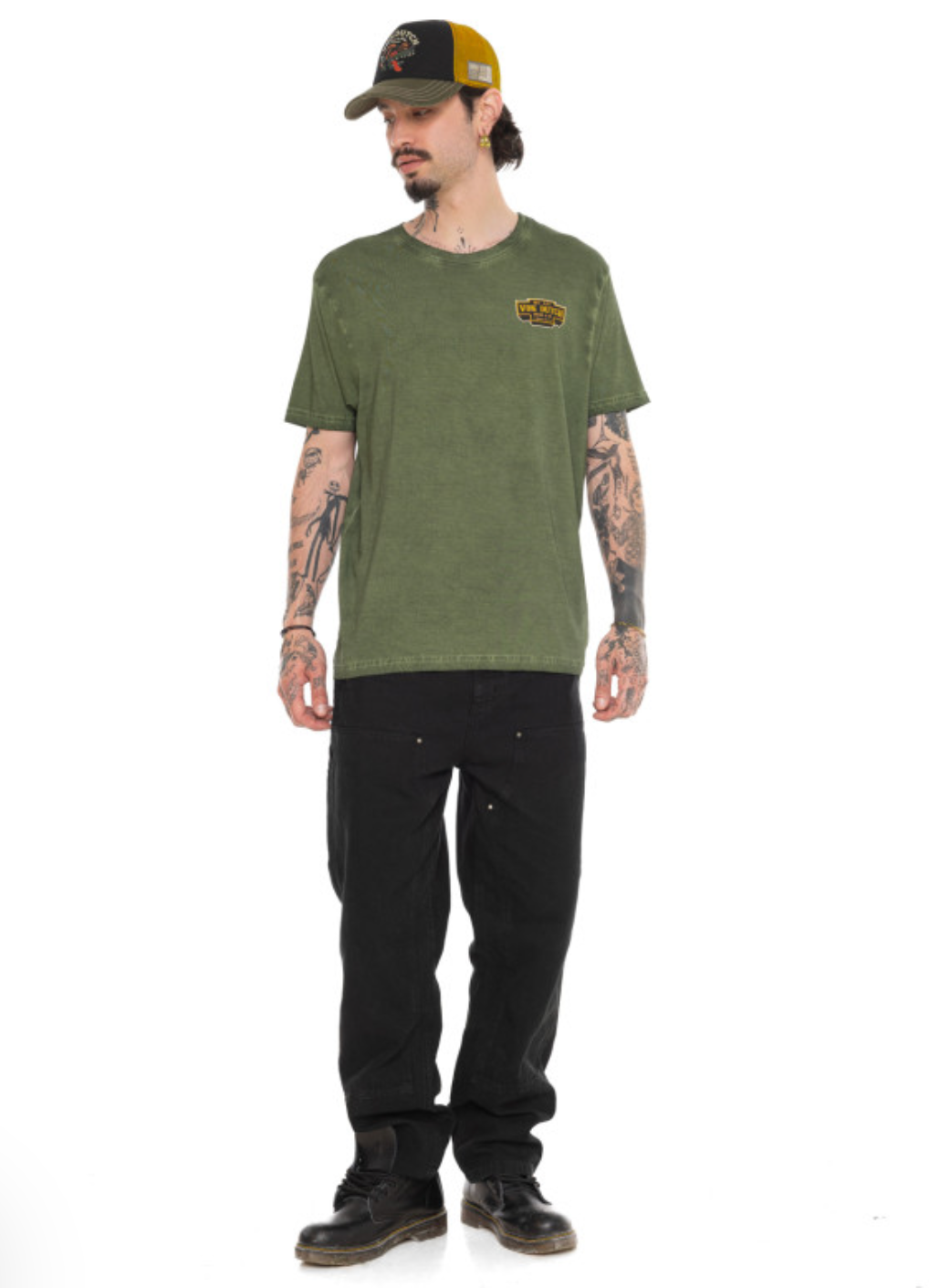T-shirt Homme Von Dutch GARAGE CAT – Vert Délavé