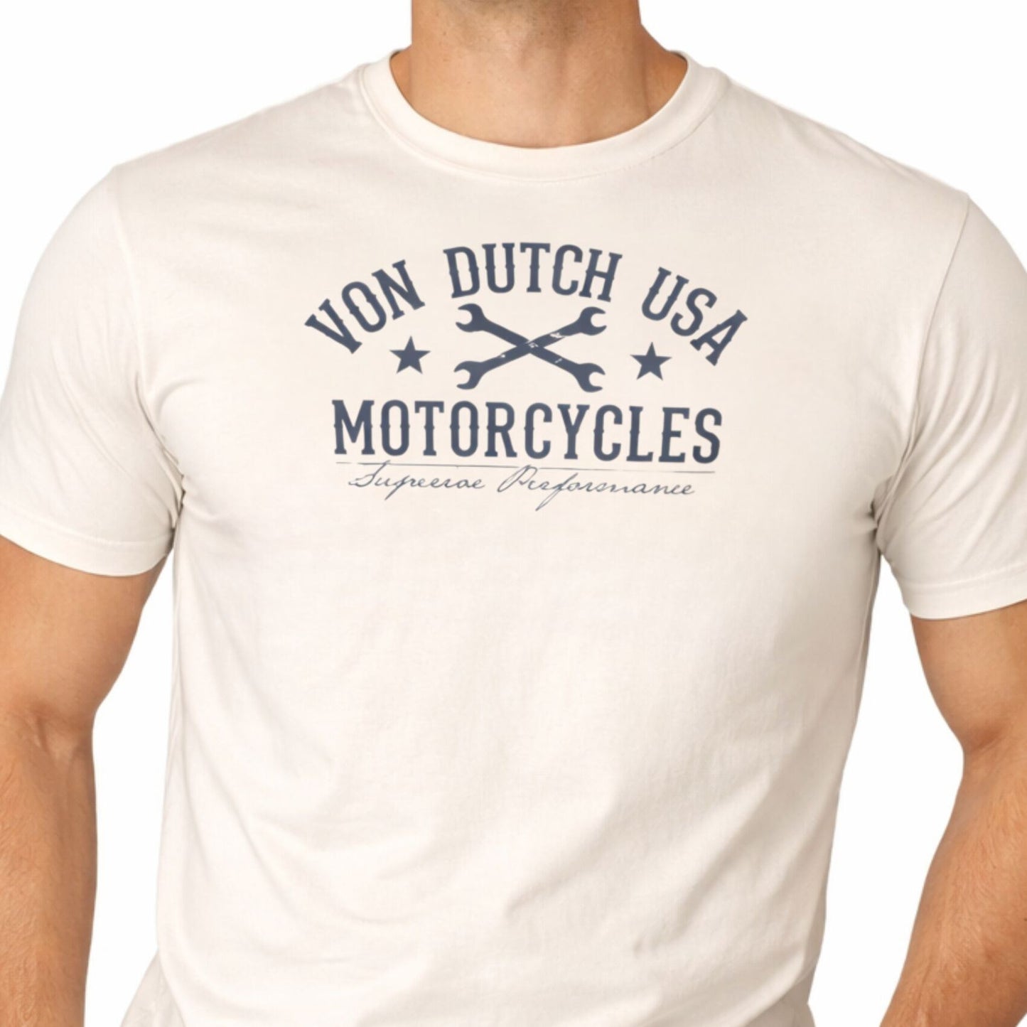 T-shirt Homme Von Dutch Motorcycles Noir ou écru | Un Barbu et Une Blonde