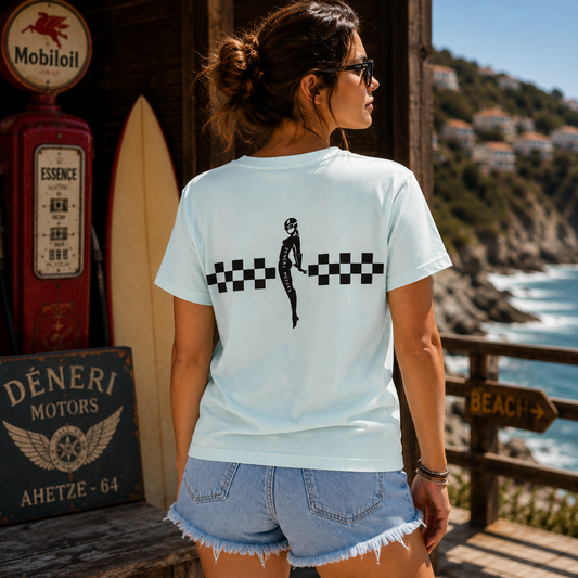 T-shirt femme Deneri Motors Ride or Die bleu pâle
