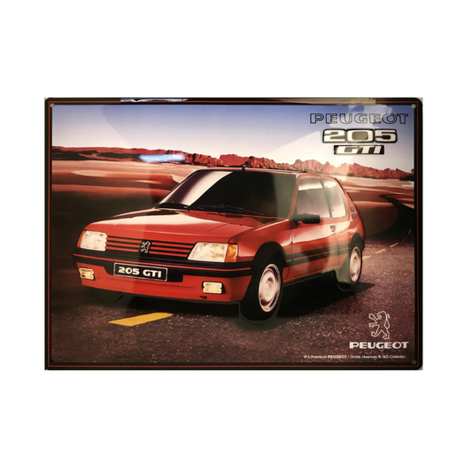 🚗 Plaque métal Peugeot 205 GTI – L’icône des années 80