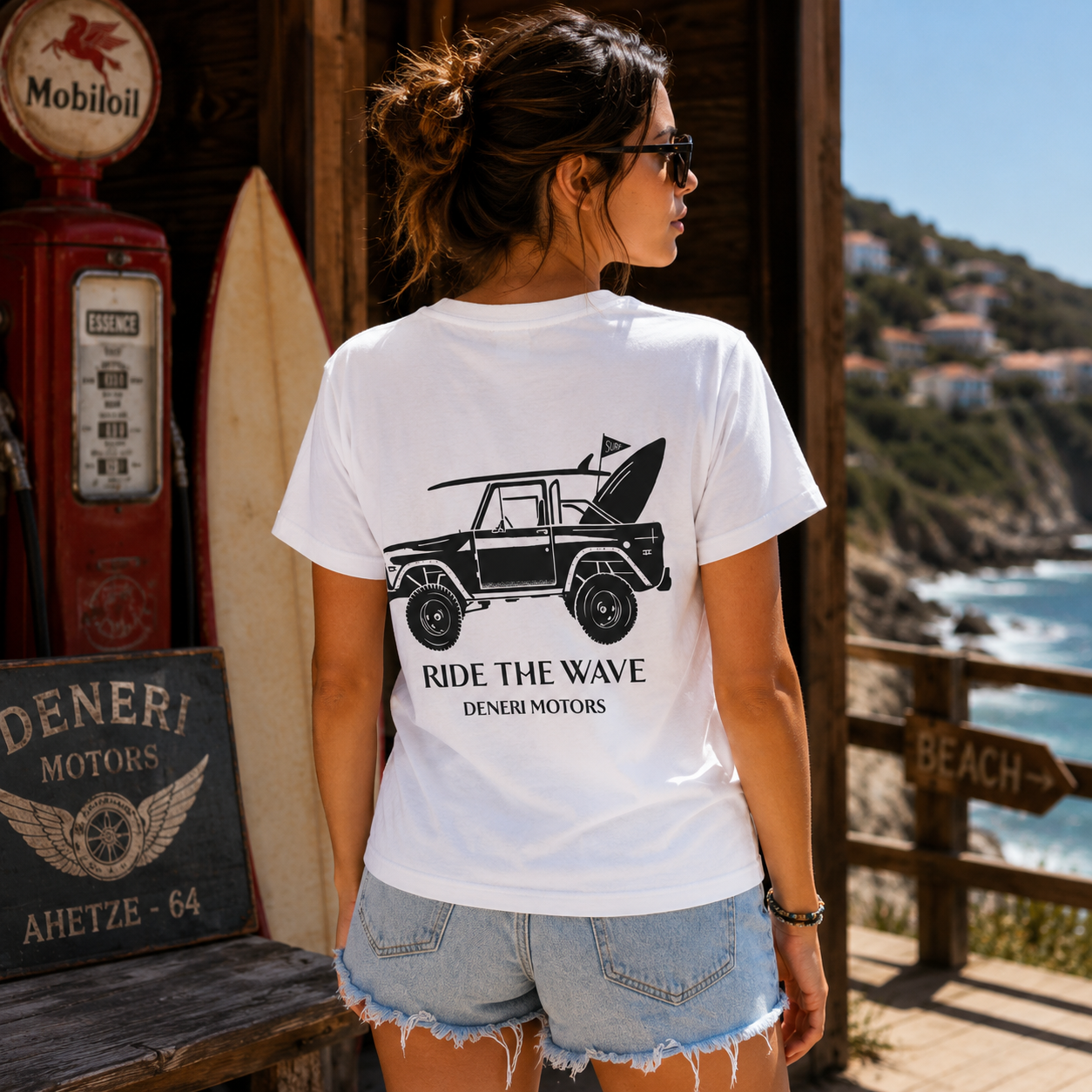 T-shirt femme Deneri Motors Ride The Wave – Natural