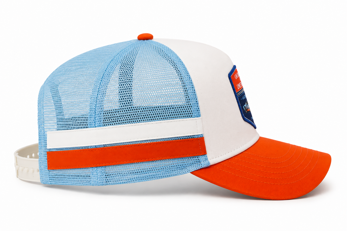 Casquette Trucker Un Barbu et Une Blonde – Racing Shop - bleu et orange