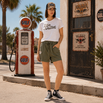 Short cargo femme Von Dutch en Tencel kaki