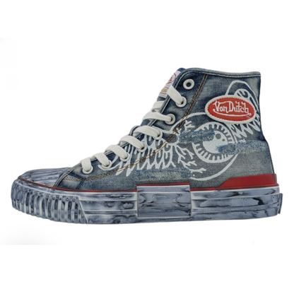 Baskets montantes homme Von Dutch en denim – Style Vintage Racing