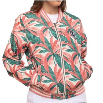 Blouson Femme Von Dutch Satin Tropical – Imprimé All Over & Patch Tissé