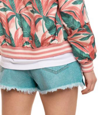 Blouson Femme Von Dutch Satin Tropical – Imprimé All Over & Patch Tissé
