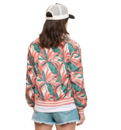 Blouson Femme Von Dutch Satin Tropical – Imprimé All Over & Patch Tissé
