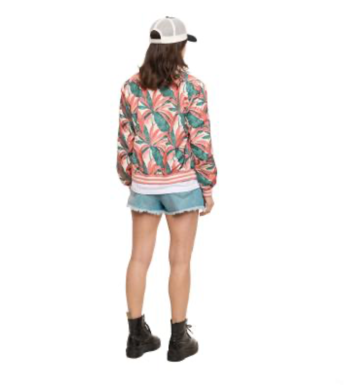 Blouson Femme Von Dutch Satin Tropical – Imprimé All Over & Patch Tissé