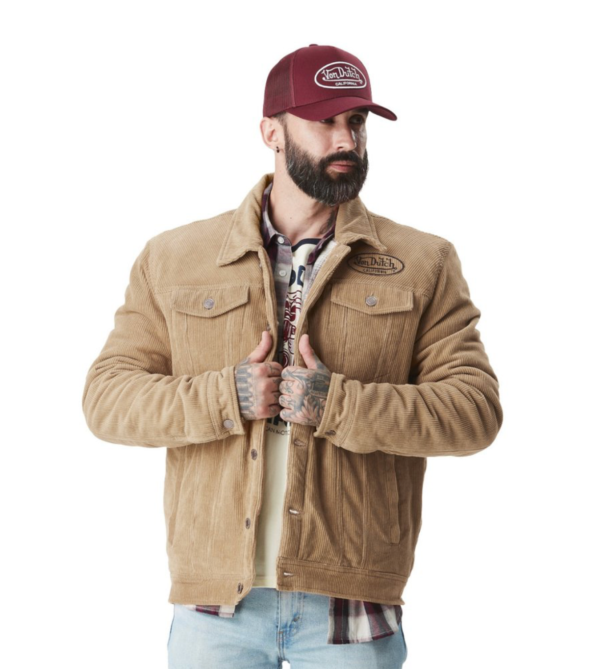 Veste Von Dutch Camel en velours côtelé