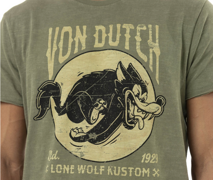 T-shirt Von Dutch kaki imprimé vintage