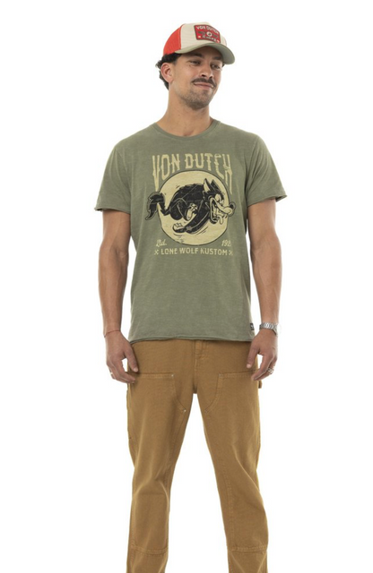 T-shirt Von Dutch kaki imprimé vintage