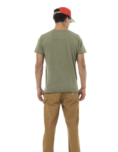 T-shirt Von Dutch kaki imprimé vintage