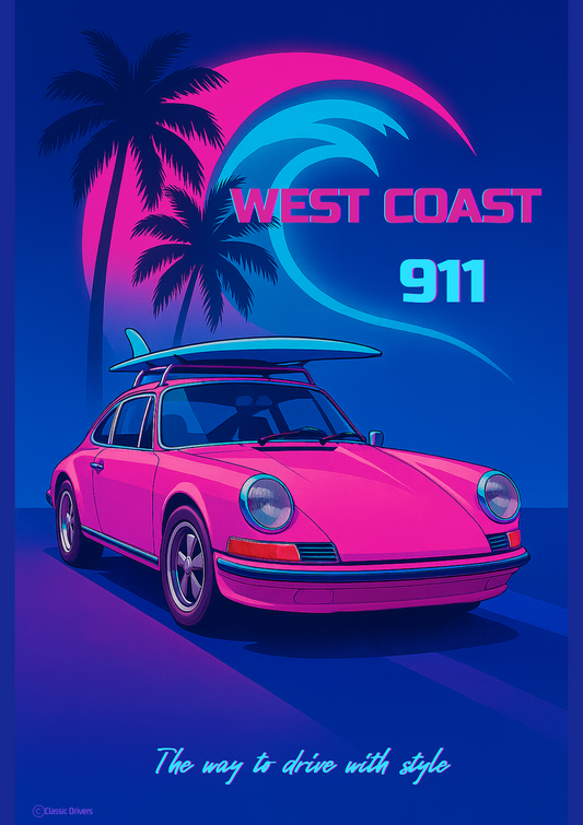 Affiche Classic Drivers West Coast 911 – Série limitée 50x70