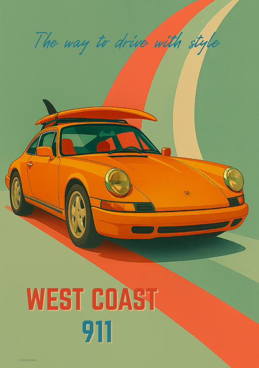 Affiche Classic Drivers West Coast 911 – 70’s Edition – Série limitée 50x70