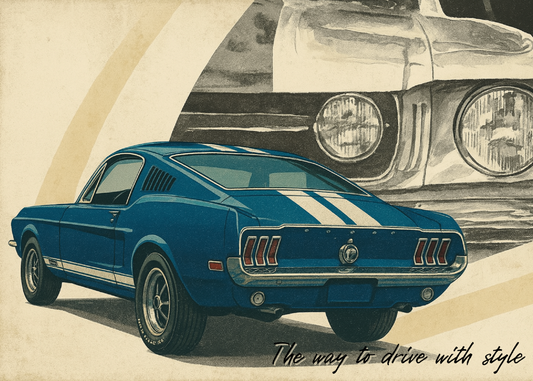 Affiche Classic Drivers Mustang Fastback – Série limitée 70x50