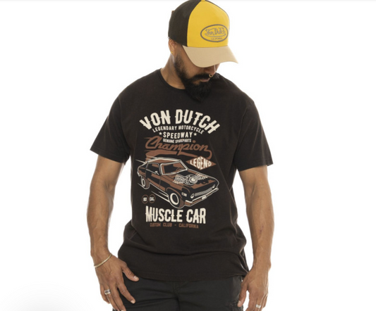 T-shirt Von Dutch Muscle – Noir, coupe regular