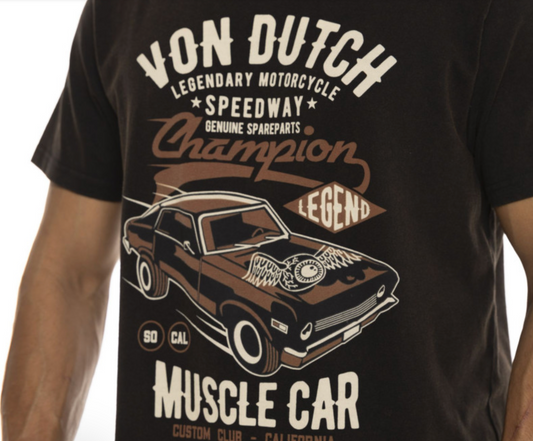 T-shirt Von Dutch Muscle – Noir, coupe regular