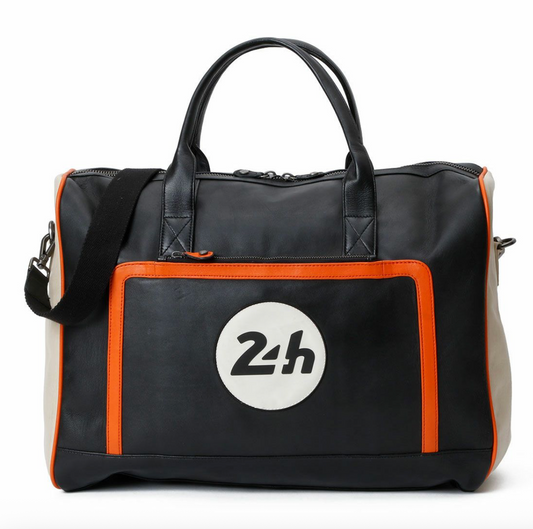 Sac week-end 24H Le Mans - cuir - noir et orange