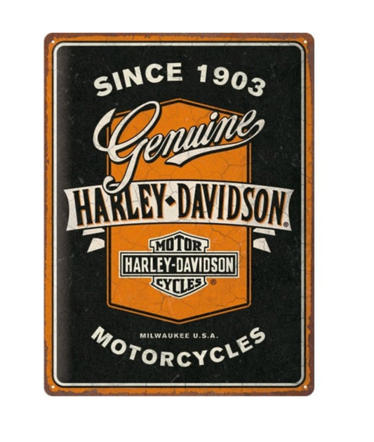 🦅 Enseigne en métal Harley-Davidson – Genuine Motorcycles