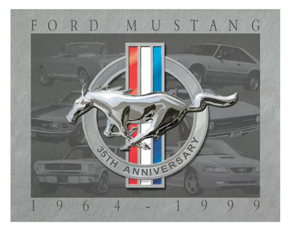 🏁 Plaque métal Ford Mustang – 35th Anniversary (1964–1999)