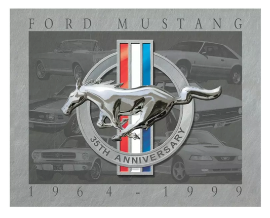 🏁 Plaque métal Ford Mustang – 35th Anniversary (1964–1999)
