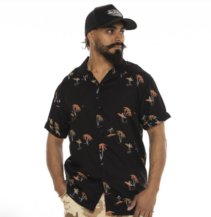 Chemisette Von Dutch Skulls & Palm  – Noir