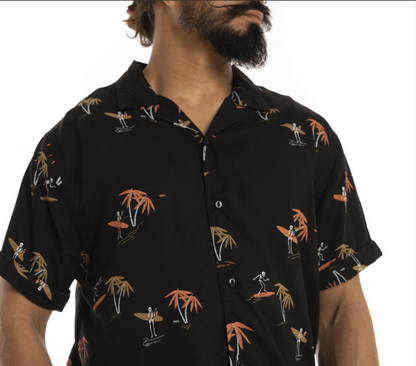 Chemisette Von Dutch Skulls & Palm  – Noir