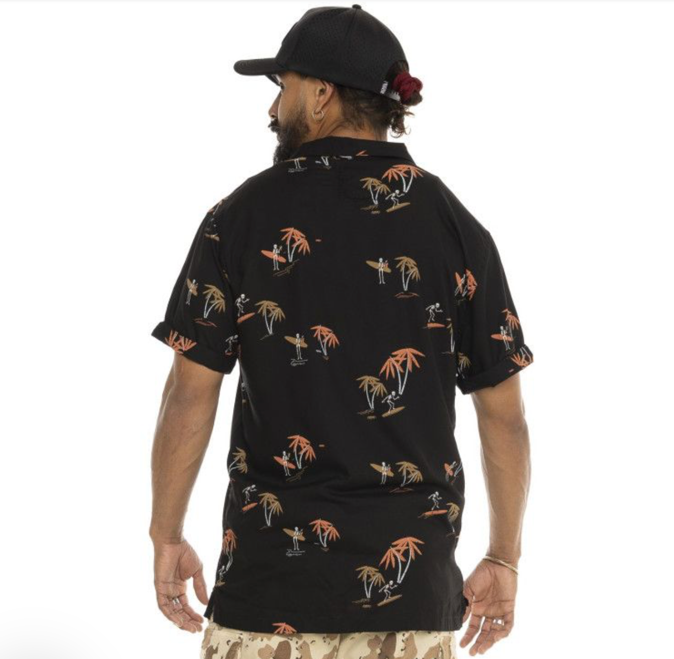 Chemisette Von Dutch Skulls & Palm  – Noir