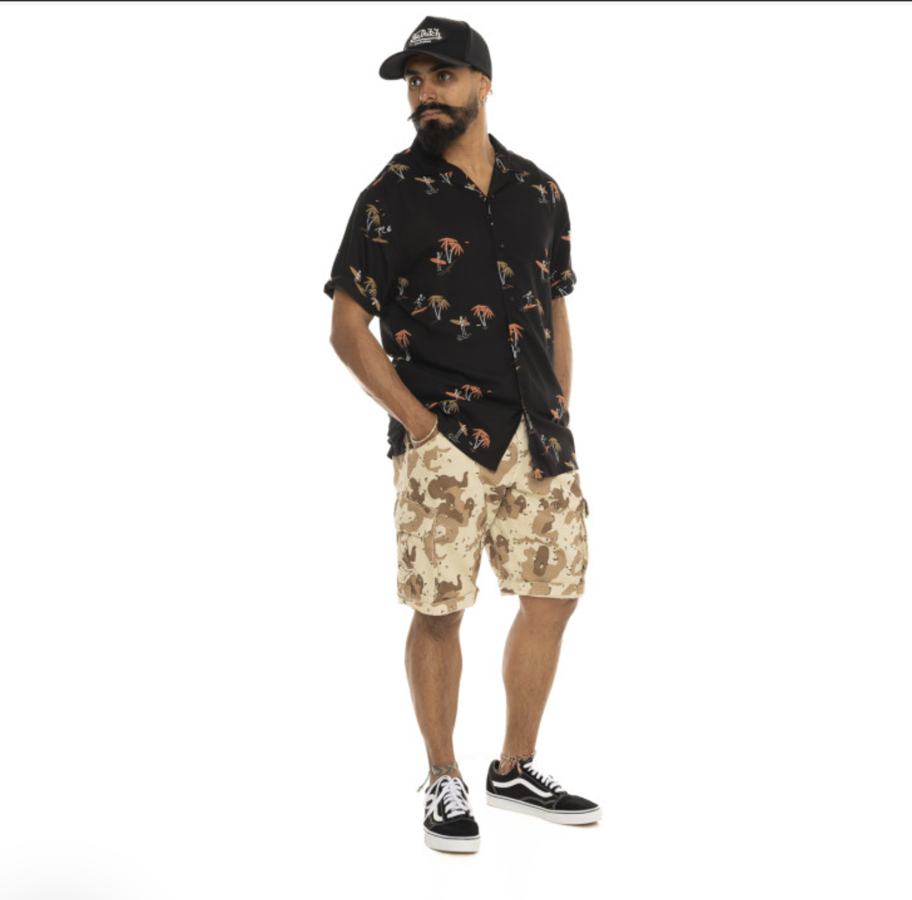 Chemisette Von Dutch Skulls & Palm  – Noir