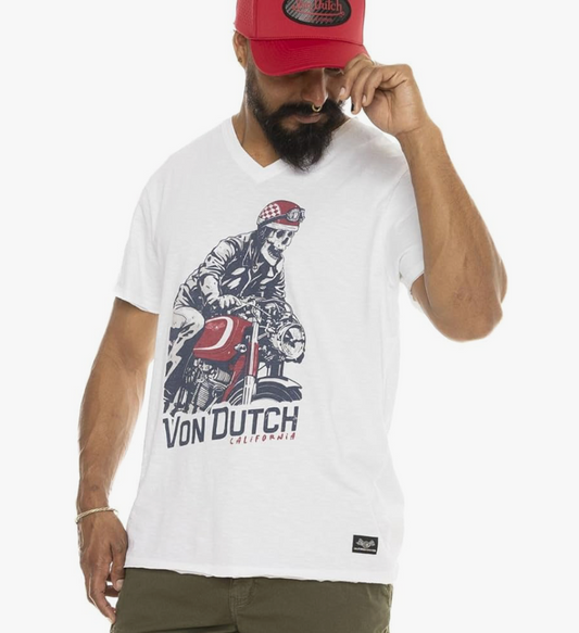 T-shirt Von Dutch Skull Rider – Blanc