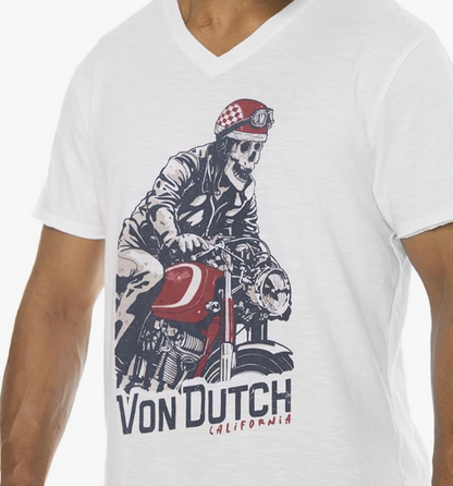 T-shirt Von Dutch Skull Rider – Blanc