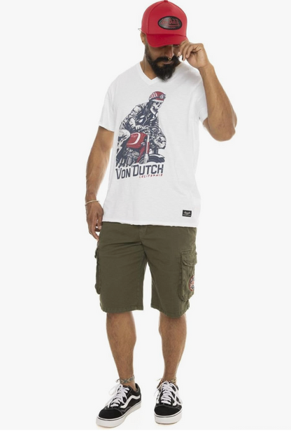 T-shirt Von Dutch Skull Rider – Blanc