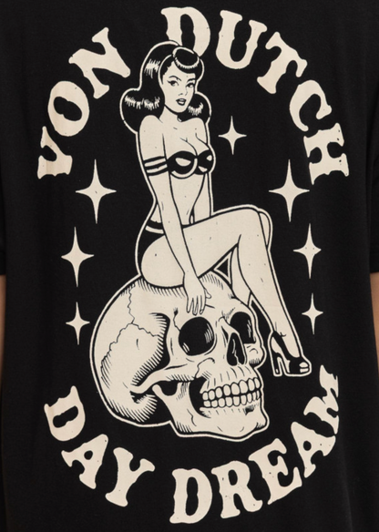 T-shirt Femme Von Dutch Day Dream Noir Vintage | Un Barbu et Une Blonde