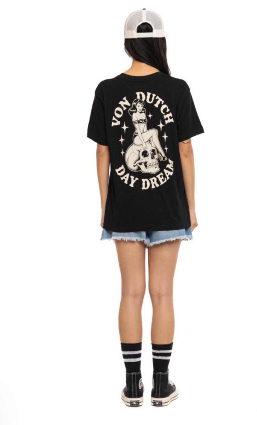 T-shirt Femme Von Dutch Day Dream Noir Vintage | Un Barbu et Une Blonde