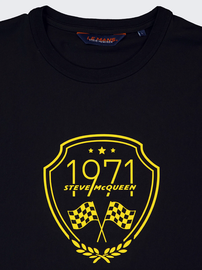 T-shirt Steve McQueen 1971 Noir – Écusson Racing