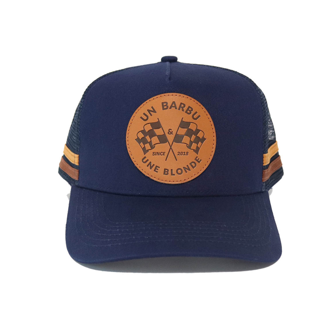 Casquette Un Barbu et Une Blonde - marine - logo cuir