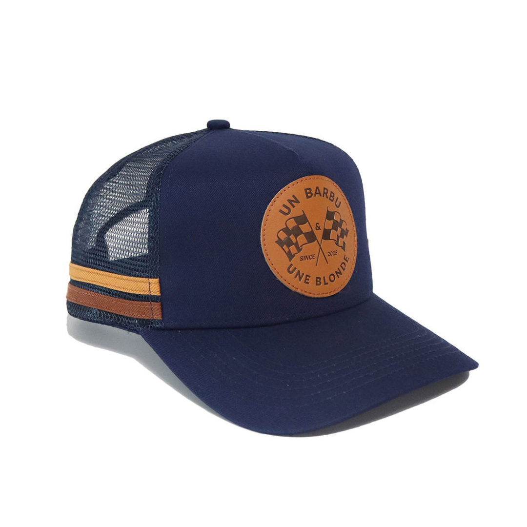 Casquette Un Barbu et Une Blonde - marine - logo cuir