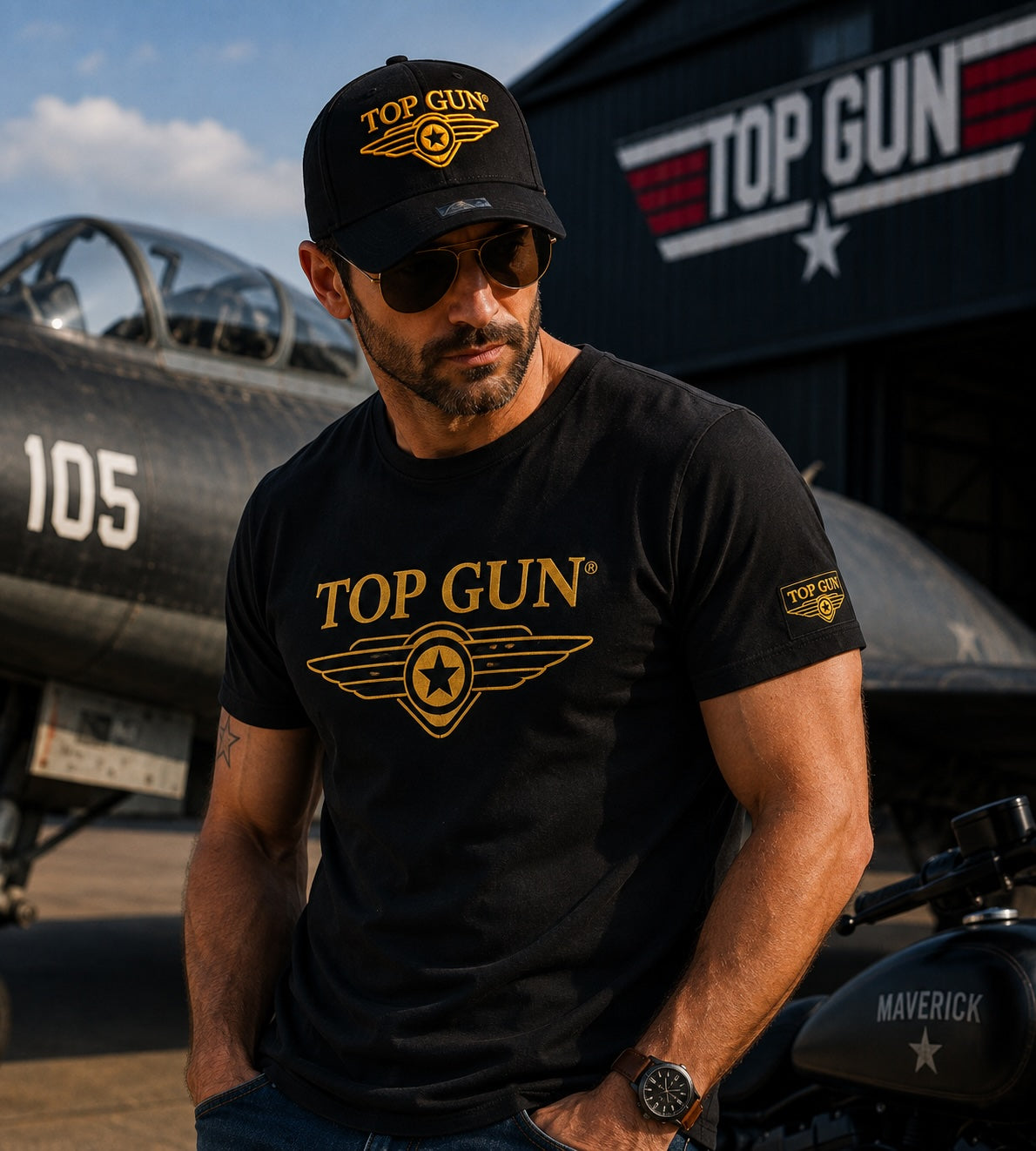 Casquette Top Gun Logo Wings – Noir / Jaune