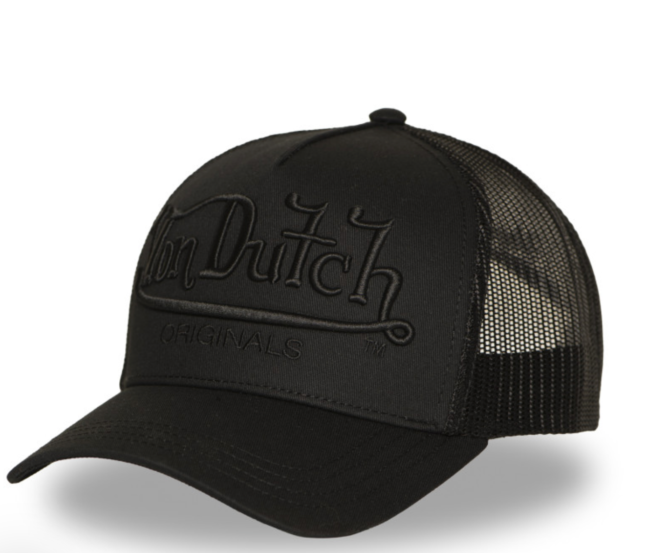 Casquette Von Dutch Originals Full Black Trucker | Broderie Ton sur Ton