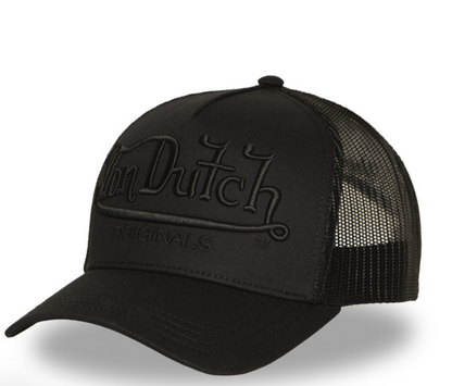 Casquette Von Dutch Originals Full Black Trucker | Broderie Ton sur Ton