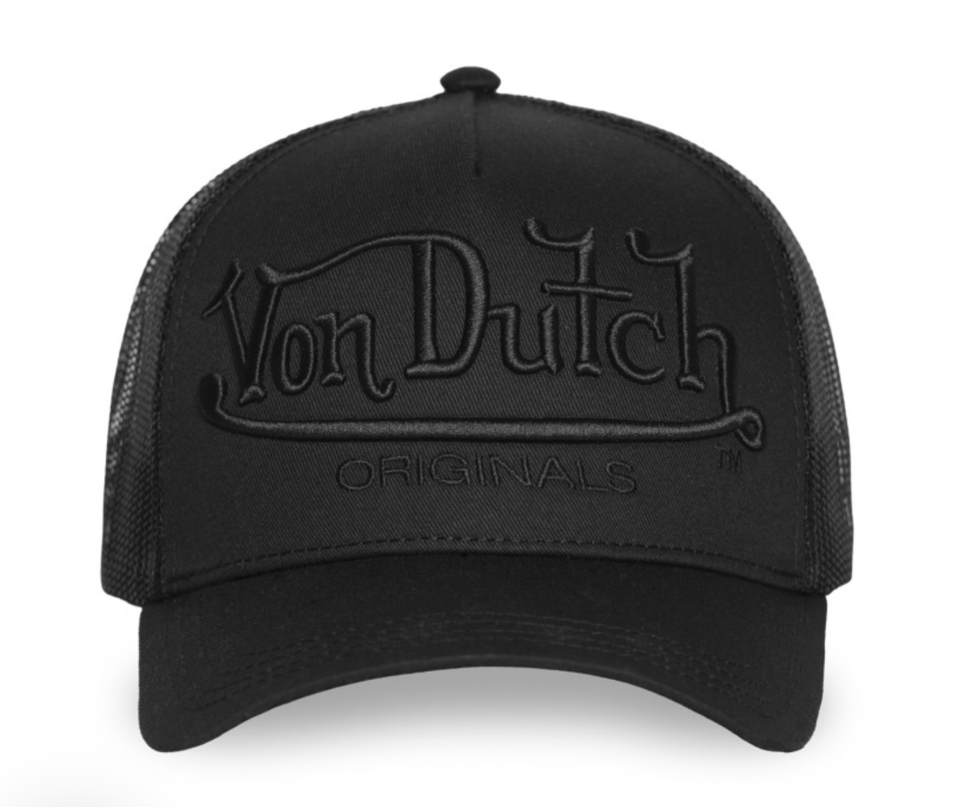 Casquette Von Dutch Originals Full Black Trucker | Broderie Ton sur Ton