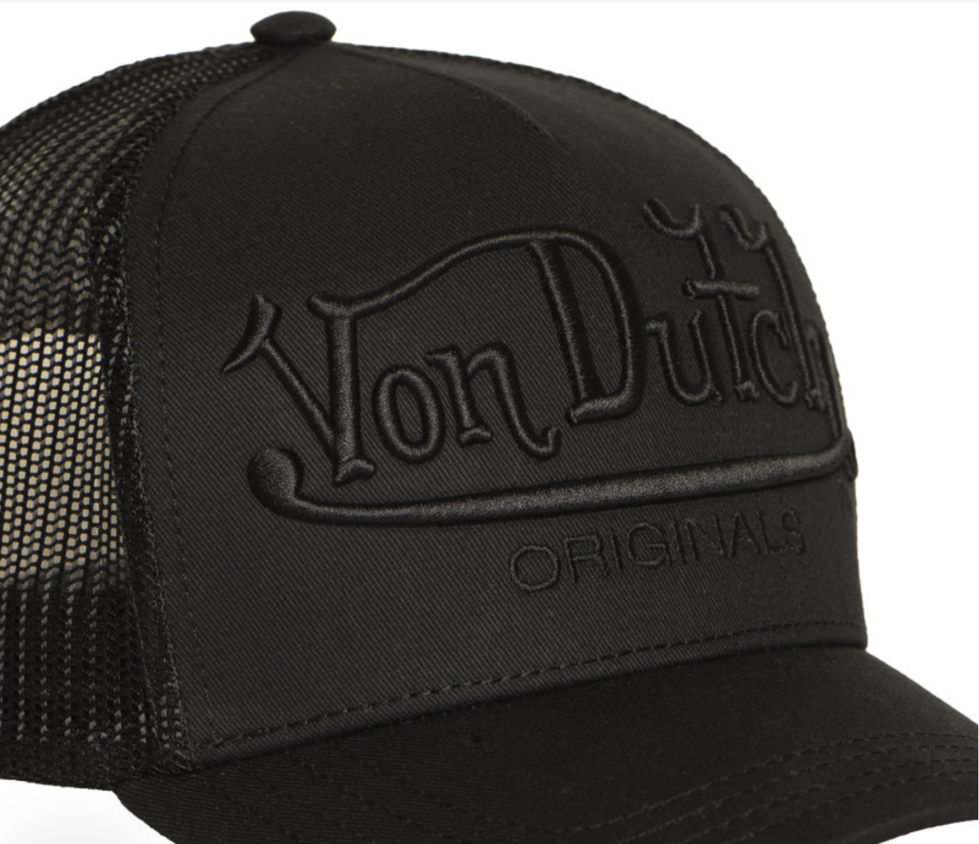 Casquette Von Dutch Originals Full Black Trucker | Broderie Ton sur Ton